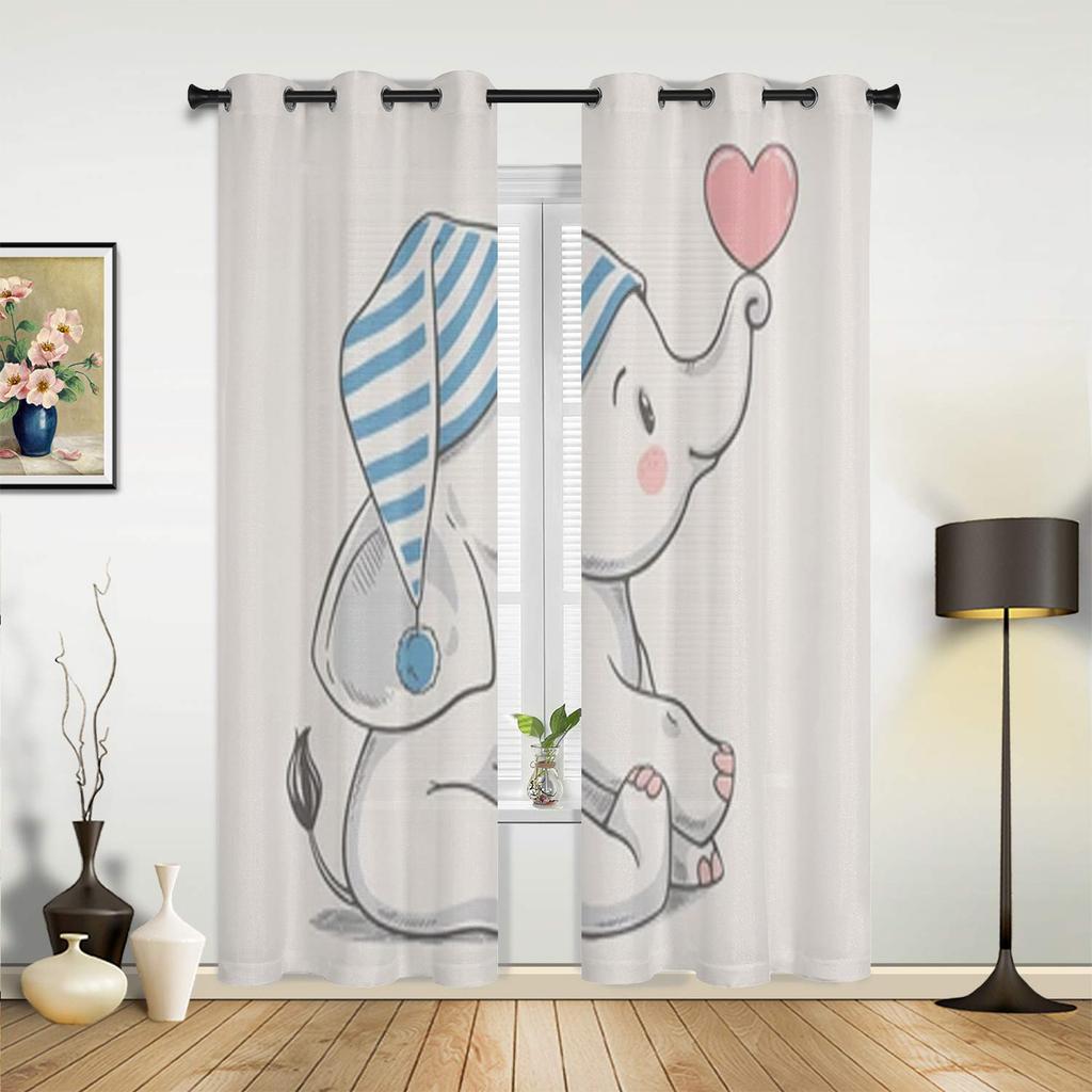 Słodkie Słoniątka Zasłony Okien Do Salonu Sypialni Luksusowe Nowoczesne Zasłony Kuchenne Zasłony Tkaninowe