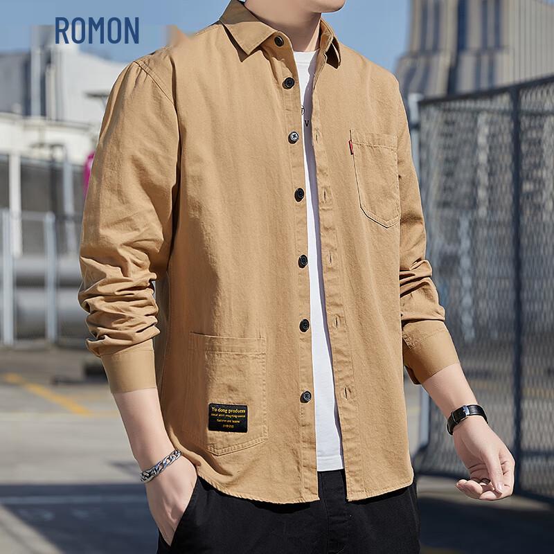Romon Men s 100% Cotton Casual Long-Sleeve Shirt 2XL
