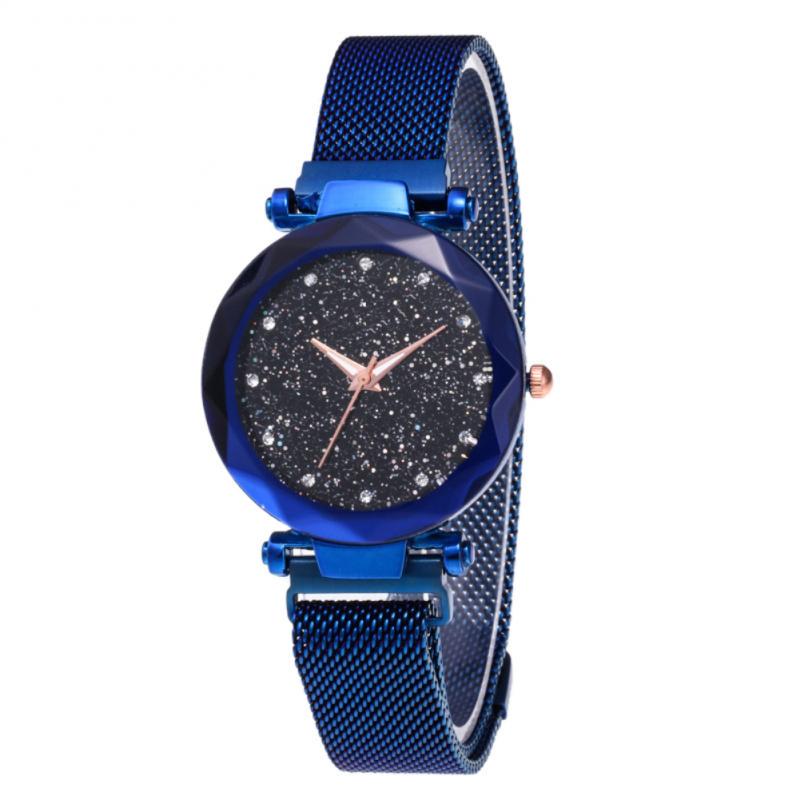 Ladies' Top Brand Star Watch Mesh Magnet Starry Sky Quartz Watch Ladies Magnet Strap Watch Round Dial Magnet Strap Buckle Watch