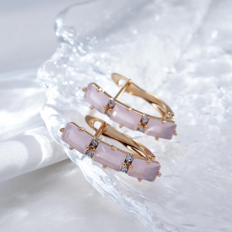 New Emerald Square Cut Drop Earrings For Women Luxury Natural Zircon With  Rose Gold Color Fashion Wedding Jewelry