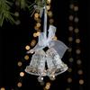 5 Pcs Set White Glitter Acrylic Snowflake Ornament Set Hanging Glitter Snowflake Bells Pendant Festival Tree Decor