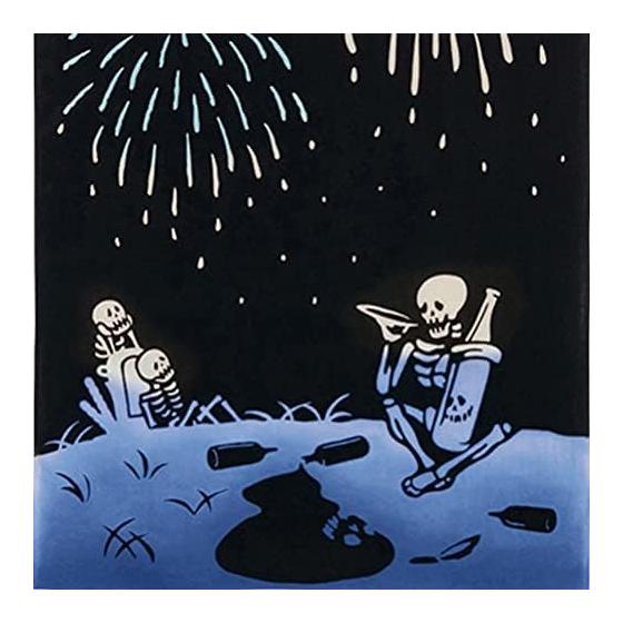 Miyamoto-Towel Kenema Tenugui Hand Towel, Bone Sake Fireworks, 35x90cm, Made In Japan