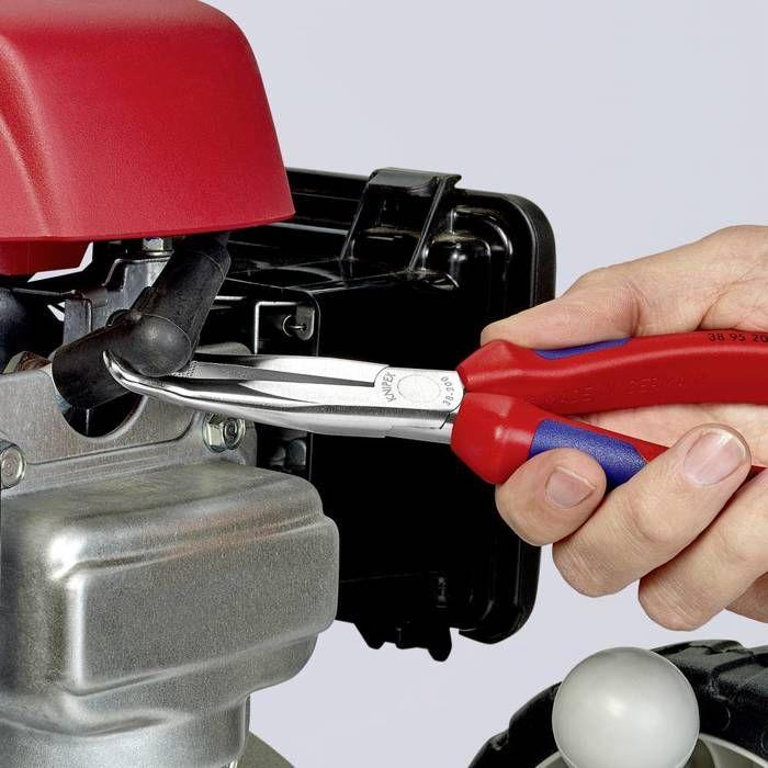 Knipex 38 95 200 pour l'électronique et la mécanique de précision Pince plate à becs ronds coudée à 45° Acier électriqu