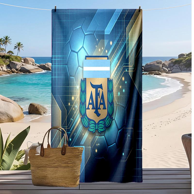 Asciugamano da Spiaggia Stampa Calcio Argentina Asciugatura Rapida Super Assorbente Morbido Asciugamano da Bagno per Nuoto Spiaggia Viaggio Souvenir Regalo per Fan