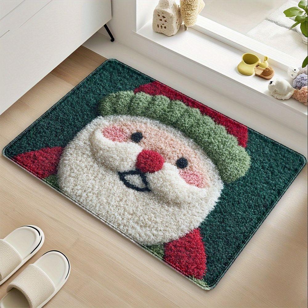 Cartoon Print Santa Claus Hallway Mat The Gingerbread Man Festival Door Mat Bedroom