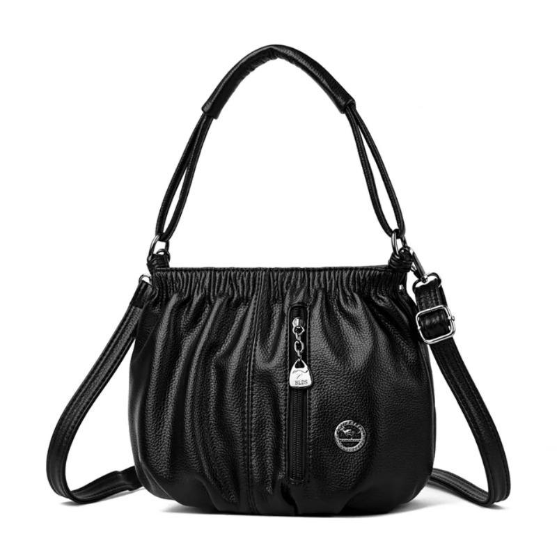 Fashionable Women's Shoulder Bag, Pleated Soft PU Leather Crossbody Bag, Solid Color Handbag, Suitable for Daily Casual Use