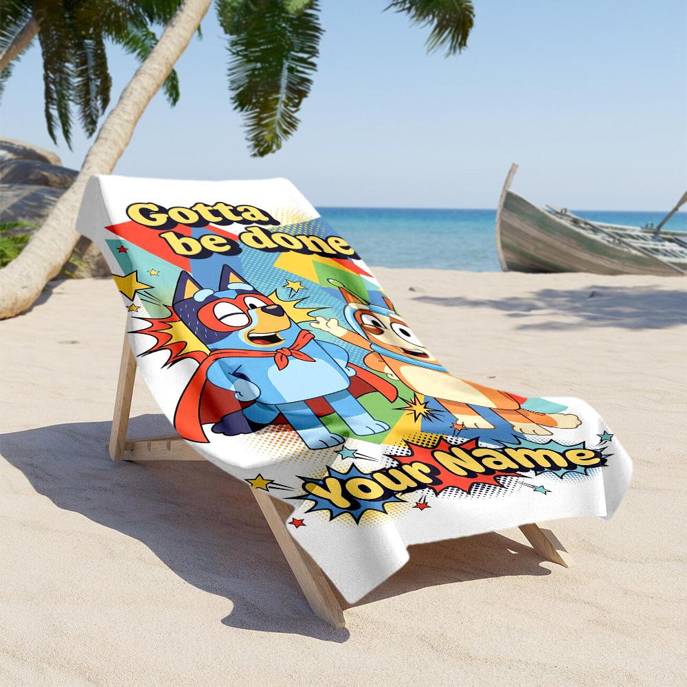 Bluey Customize Your Name Beach Towel Super Soft & Absorbent For Beach Bathroom Outdoor Swimming Pool Camping Picnic Yoga Diving Vacation Accessories