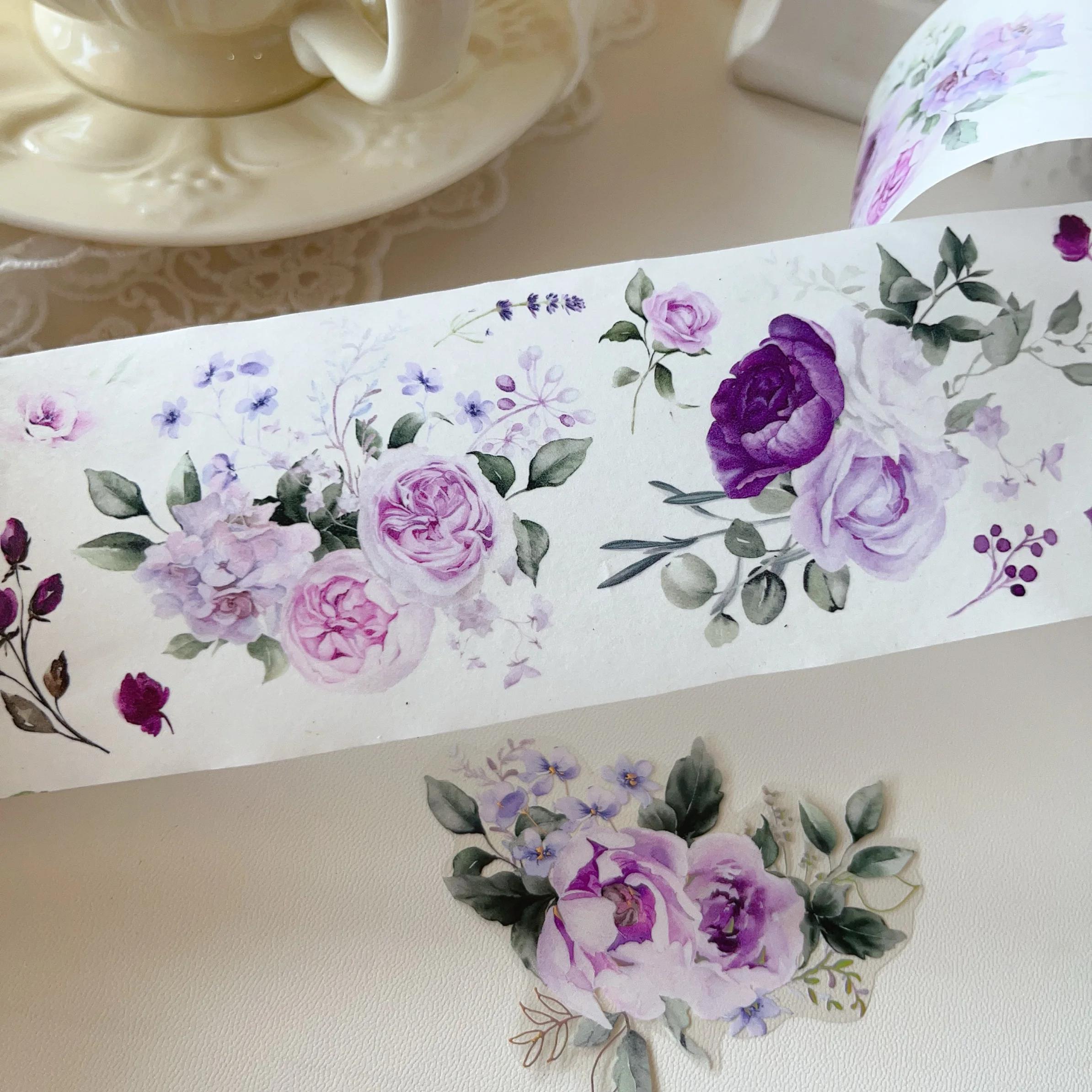 Purple Light Vintage Washi Tape Pet Sticker Laser Gold 6m