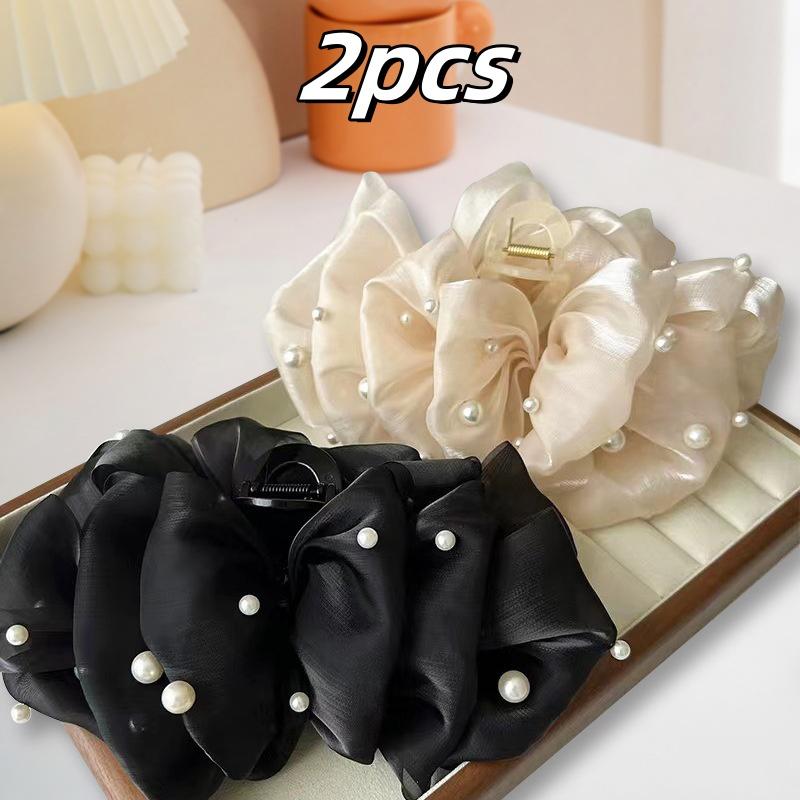 Elegant Pearl Bubble Hair Clip for Woman Temperament Large Shark Clip Fashion Girls Back Head Hair Clamp
