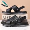 Men's sandals leather summer cowhide beach shoes 2025 new car wear non-slip two sandals