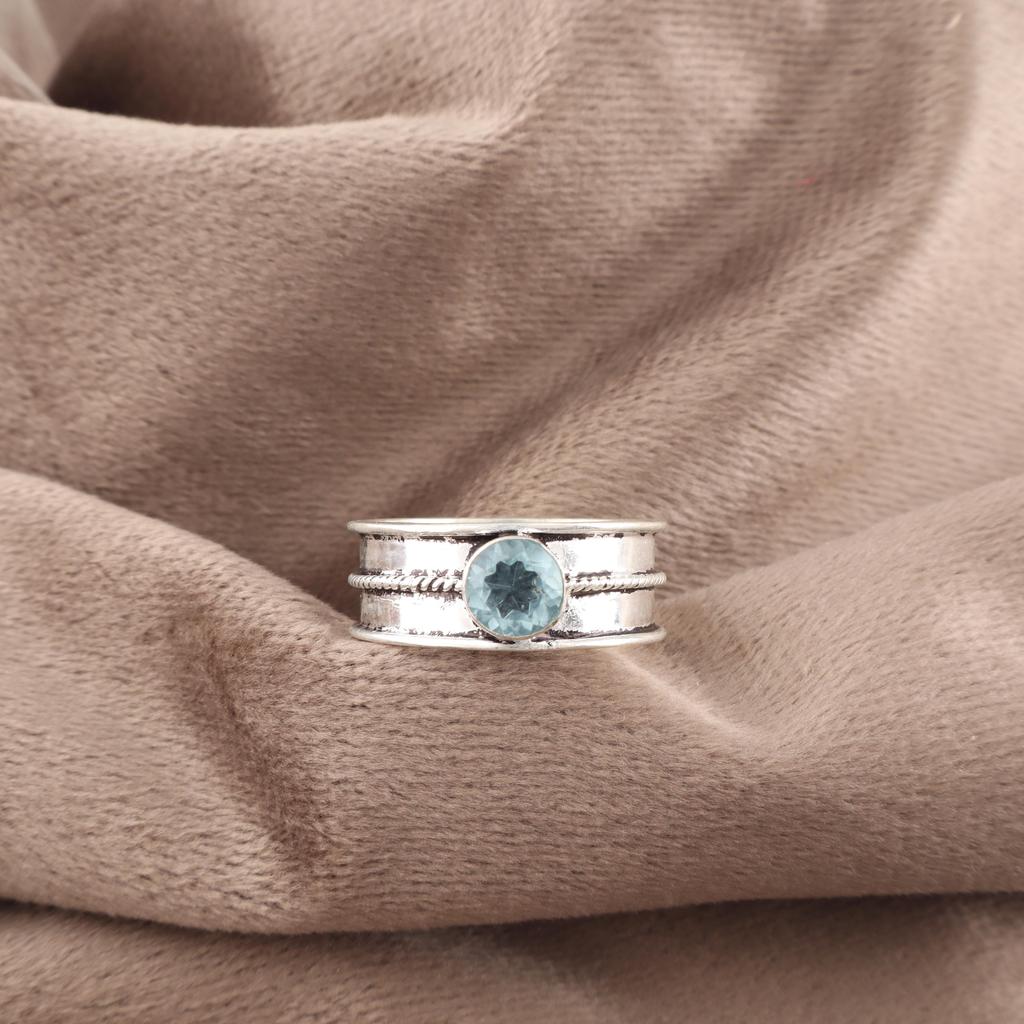 Sky Blue Topaz Gemstone Ring, Handmade Gorgeous Jewelry, 925 Sterling Silver Jewelry, Bohemian Ring For Wedding Gift