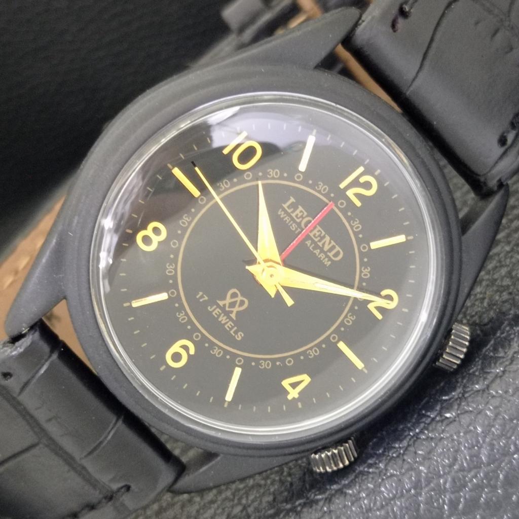 

VINTAGE LEGEND HAND-WINDING SWISS MENS REFURBISHED BLACK DIAL WATCH a703105-1 R213-a703105
