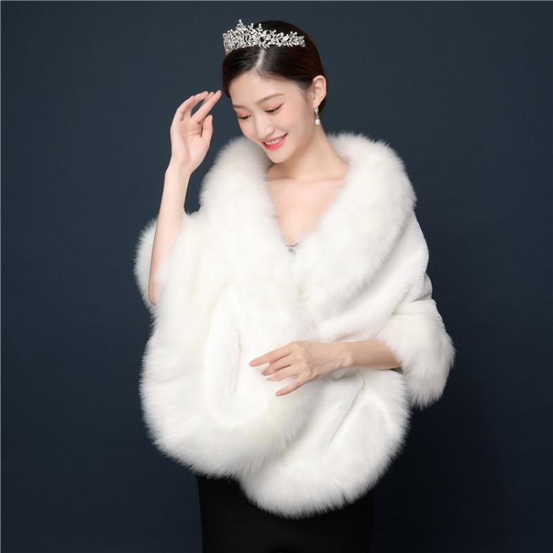 Dicker warmer Strickschal aus Kunstpelz für Damen, Winter, elegant, Umhang, Wickel, Hochzeit, Brautjungfer, Qipao Kleid
