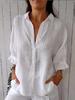 2024 Summer Women's Cotton Linen Breathable Tie-Back Shirt - Transparent Sun Protection Top