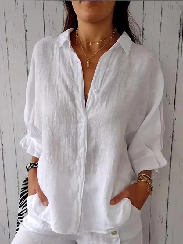 2024 Summer Women's Cotton Linen Breathable Tie-Back Shirt - Transparent Sun Protection Top