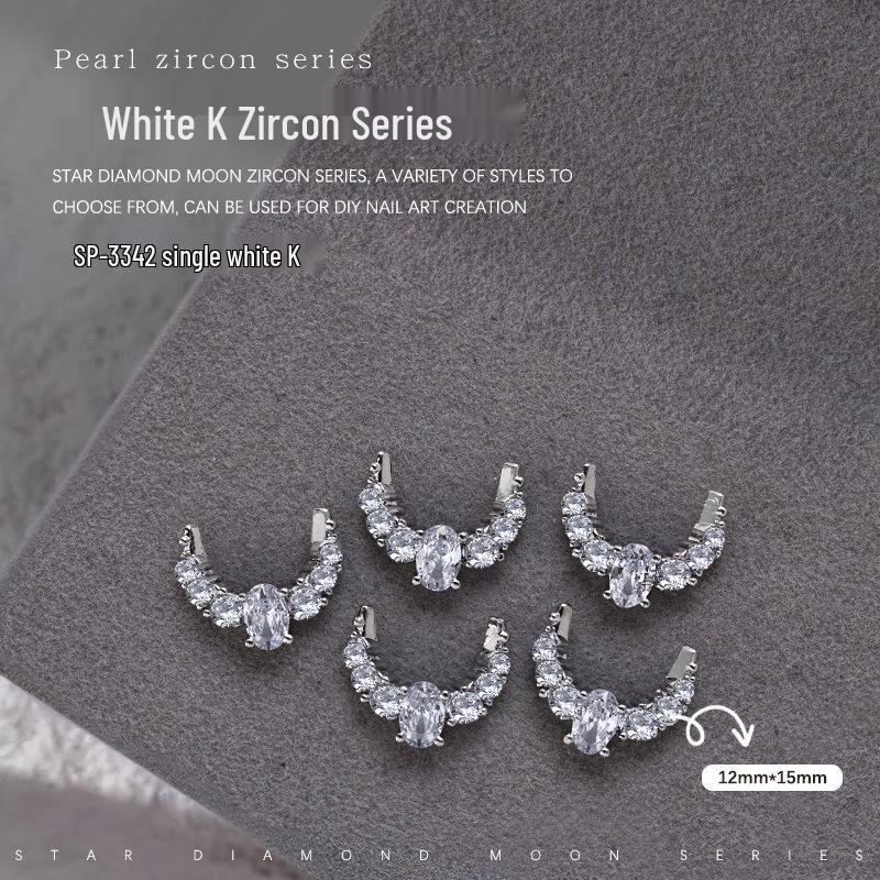 French Crescent Bow Full Diamond Heart V-shaped Zircon 3D Nail Art Decoration with Flat Bottom