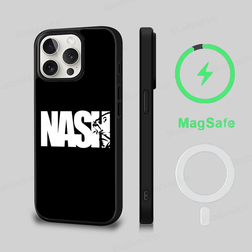 Nash Horgász Logo Telefontok Mágneses Tok iPhone 16 14 13 12 11 15 Pro Max Plus-hoz Magsafe Vezeték nélküli Töltéshez Borító