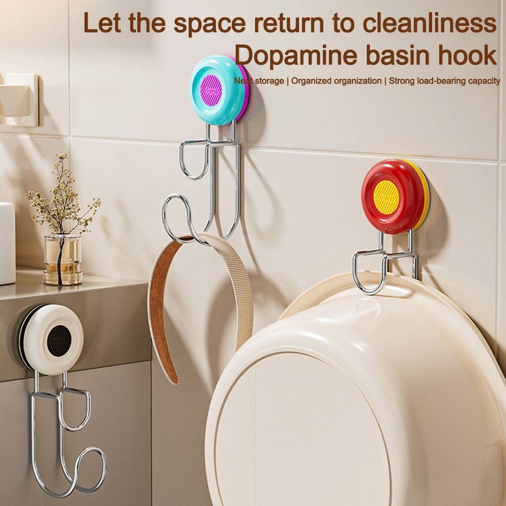 No-punch Washbasin Hook Dopamine Coat Hook Creative Storage Rack  Home