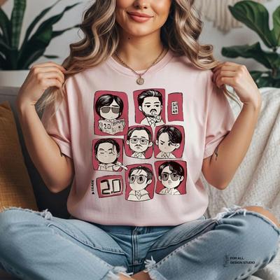 Kpop Chibi Member Cartoon 20 Print Tshirt Unisex Cotton Tee Casual Streetwear Short Sleeve Tops For Fans Adults Unisex Tops