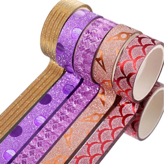 10 Rolls Glitter Washi Tapes No Trace Color Masking Tapes DIY Nail Art Stationery Scrapbooking Decoration Adhesive Tapes School Supplies