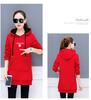 Women's Hooded Long Sleeve Tunic Hoodie Oversized Elegant Commuter Letter Embroidery Fleece Lined Mid Length Sweatshirt