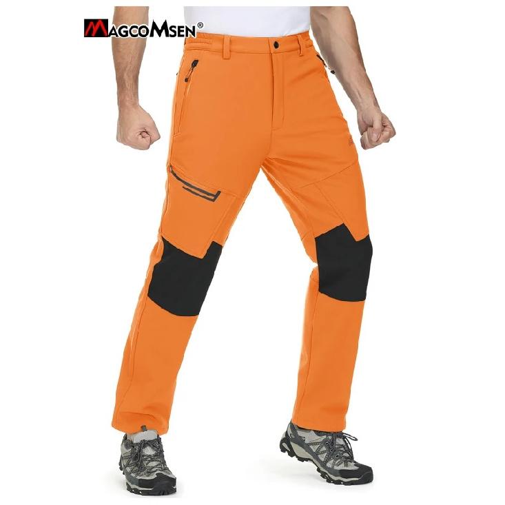 MAGCOMSEN Softshell Ski Pants Mens Winter Warm Fleece Lined Snow Trousers Waterproof Windproof Hiking Outdoor Thermal Pants