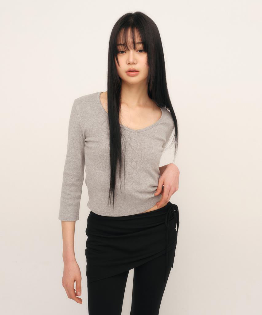 Kyuliti C 90S Line V-Neck T-Shirt_Grey