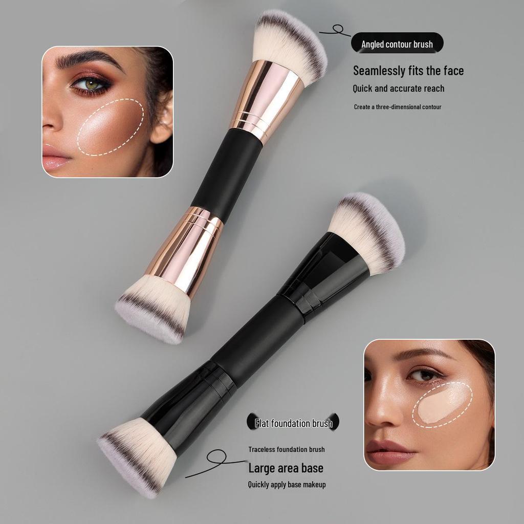 Doppelendiger Foundation- & Concealer-Pinsel: Angeschrägter Konturpinsel für Puder & Tragbares Make-up
