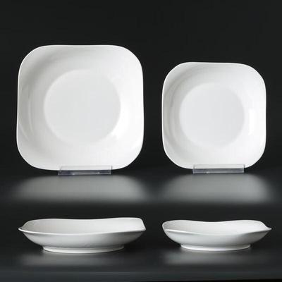 Minai Ceramic Pure White Ruyi Square Dinner Plates