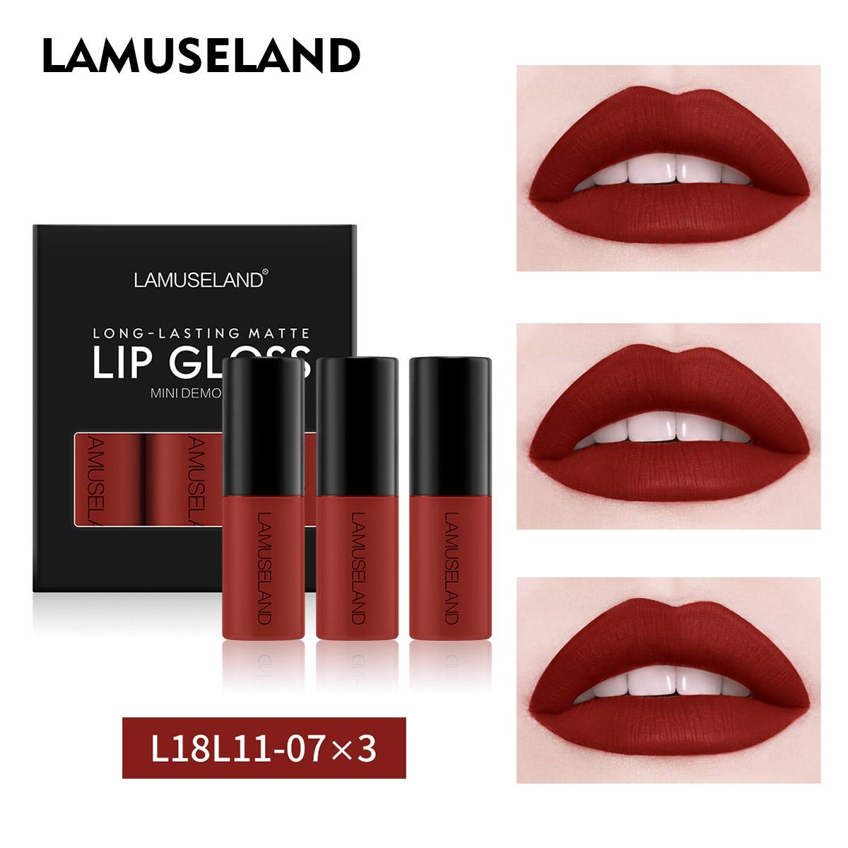 

LAMUSELAND 3 шт./компл. милая мини-водостойкая долговечная жидкая помада матовый блеск для губ 3,5 г x 3