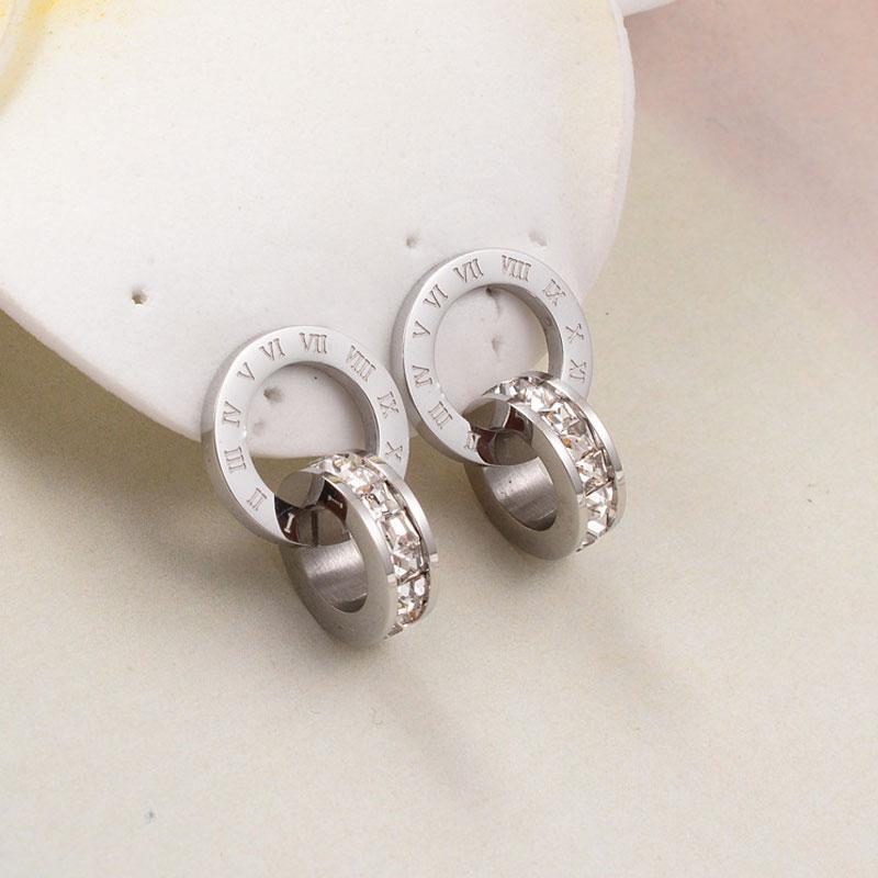 Trendy Fashion Shine AAA Zirconia Rose Gold Color 316L Stainless Steel Stud Earrings Brincos For Women Fashion Jewelry