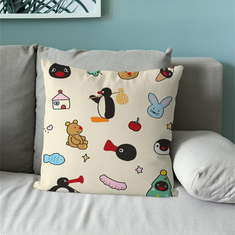 Pingu Cartoon Cute Pillow Case Sofa Living Room Bedroom Headboard Backrest Cushion Square Cushion Nap Time