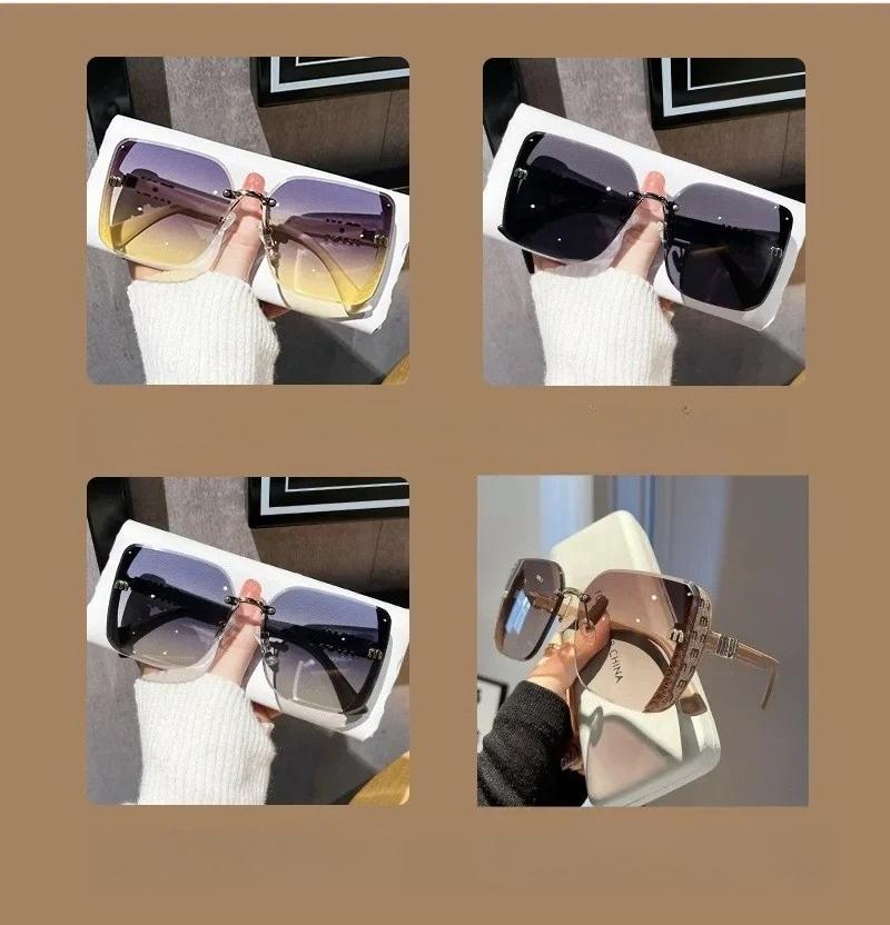 Occhiali da Sole Quadrati Oversize alla Moda di Marca di Lusso per Donna Montature Stile Vintage Occhiali da Sole da Esterno Femminili