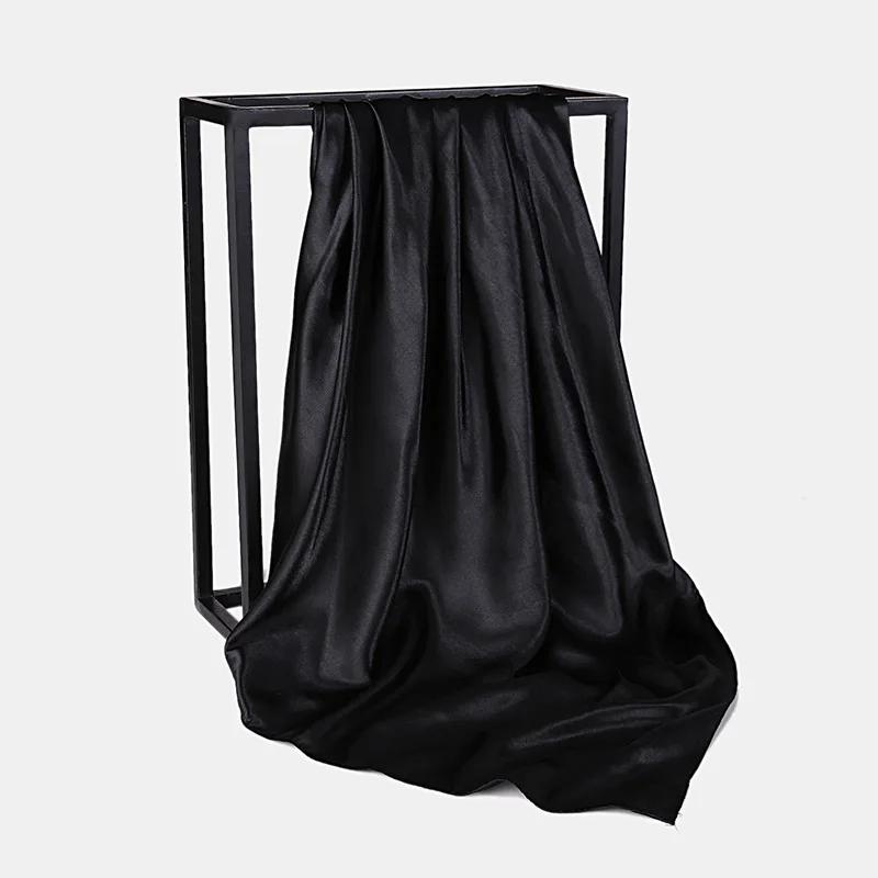 90Cm Solid Colors Neckerchief Hijab Scarf For Women Silk Satin Headband Hair Scarves Female Square Shawls Head Scarfs For Ladies