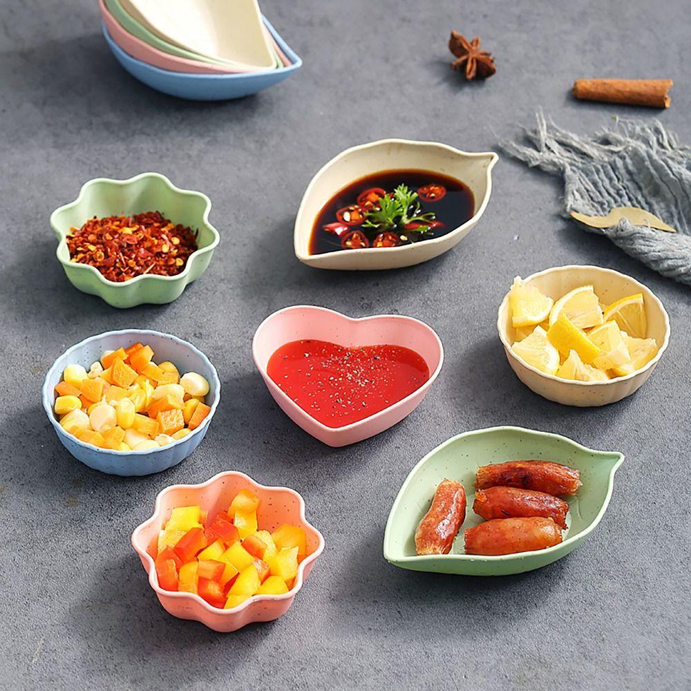 Leaf Round Shape Seasoning Dish Wheat Straw Snack Plate Multipurpose Tableware Bowl  Barbecue
