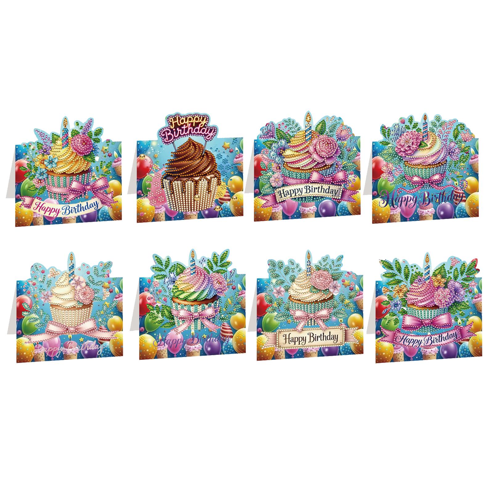 

8Pcs DIY Handmade Diamond Art Painting Card with Envelopes Crystal Painting Art Greeting Cards for Friends Lovers Crafts Gift