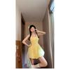 Dopamine Yellow Suspender Sleeveless Dress Women's Summer Sweet Small Waist Tutu Skirt Polka Dot Bud Skirt