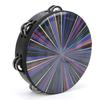 Hand Tambourine Double Row Percussion Polyester Drum Skin Solid Wood Instrument 8‑inchColorful Rays