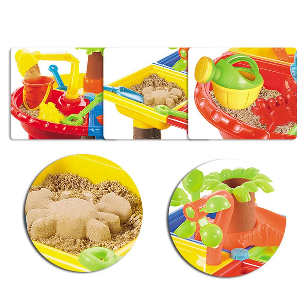 Kids Sand Water Table Play Set, Outdoor/Indoor Sandbox Toy Beach Toys Tools, 4-in-1 Activity Table for Toddlers, Summer Backyard Beach Toy for Kids 3+