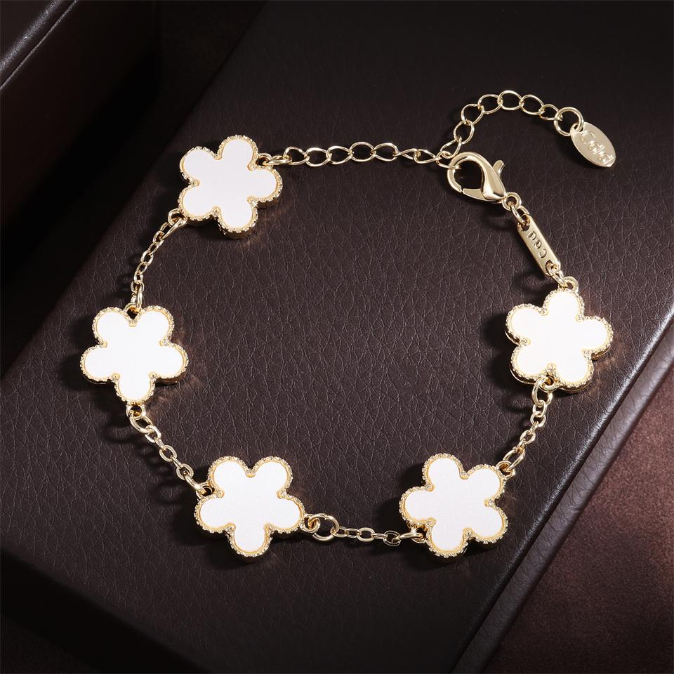 

Браслет-шарм из нержавеющей стали 316L с золотым покрытием, классический браслет с цветком из пяти лепестков, ювелирное изделие для женщин, подарок