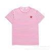 Spring and summer men's and women's same fashion trend striped Rei Kawakubo love printed crew neck T-shirt versatile
