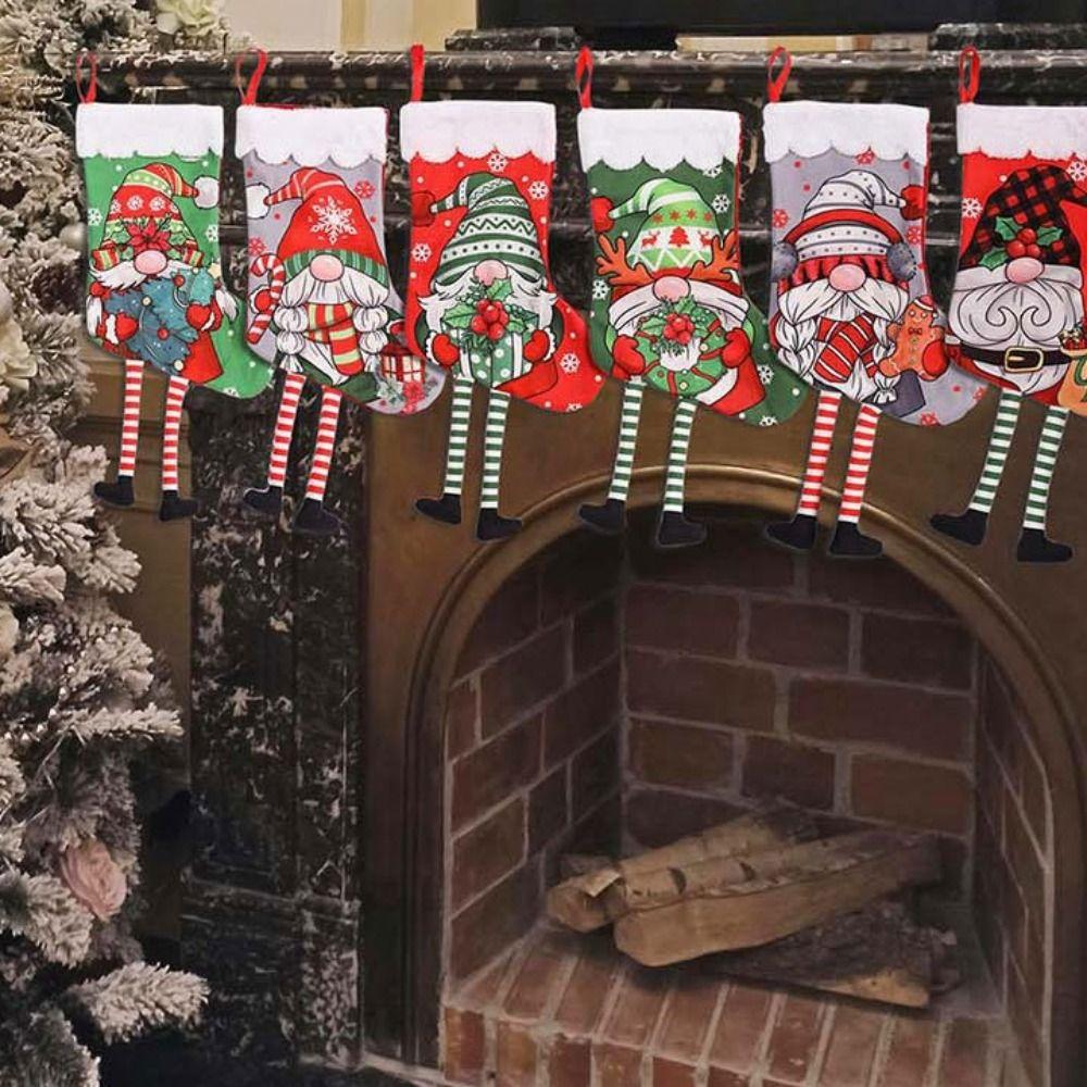 Personalizované vánoční ponožky Opakovaně použitelné vánoční dárkové tašky Vánoční dekorace Sáček na cukroví Domov