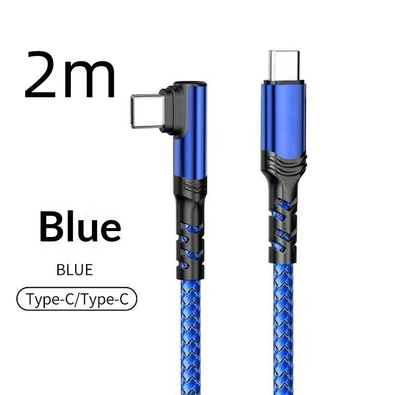 100W Fast Charging Type C Right Angle Cable High Speed Data Transfer Cord for Gamer Mobile Phone Charging Use