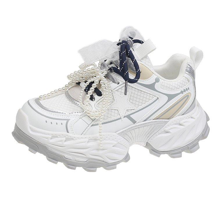 Cowhide version~ Leather heightened platform dad shoes women's 2025 spring new versatile casual fashion sneakers