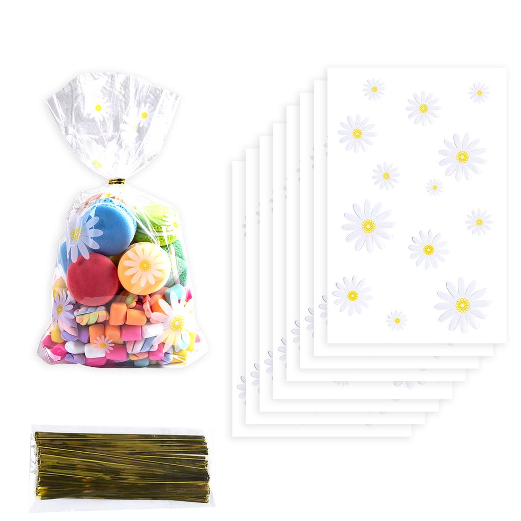 50 Stück Klare Gänseblümchen Süßigkeiten Kekstüten Plastik Keks Backverpackungsbeutel Hochzeit Geburtstagsfeier Babyparty DIY Geschenke Verpackung