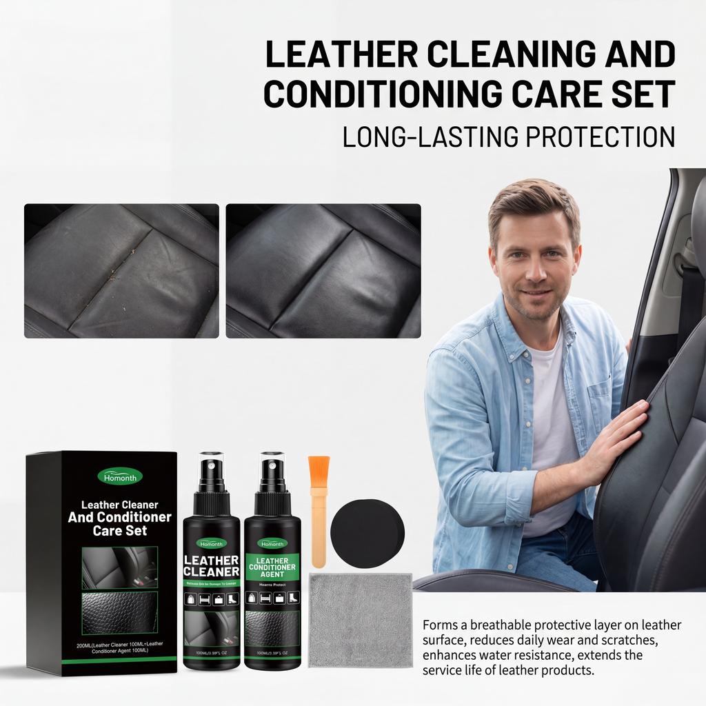 Leather Care Kit Furniture Cleaner Conditioner Leather Seats Boots Jacket Deep Cleaning Waterproof Set Car Details Auto Care