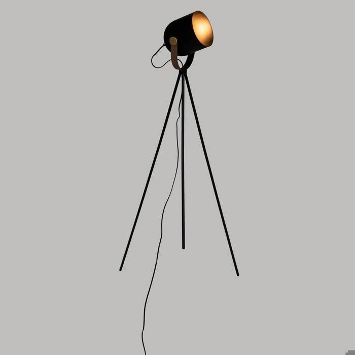 Lampadaire trépied "Bil" métal noir H136cm - Atmosphera createur d'interieur