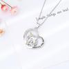 Heart-Shaped Mother-Daughter Unicorn Necklace with Name Engraving and Diamond Inlay