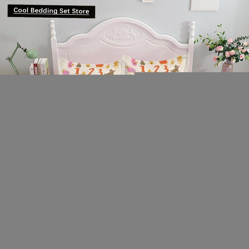 Comforter Cartoon Numbers King Queen Lovely Animals Bedding Set Kids Colorful English Alphabet 2/3Pcs Polyester