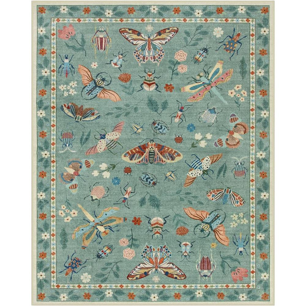 

Lahome Килим з комахами М який Праний Вітальня Зелений для Спальні Сучасний Стійкий до плям Великий для Дитячої Кімнати Килим Декор 80*120cm